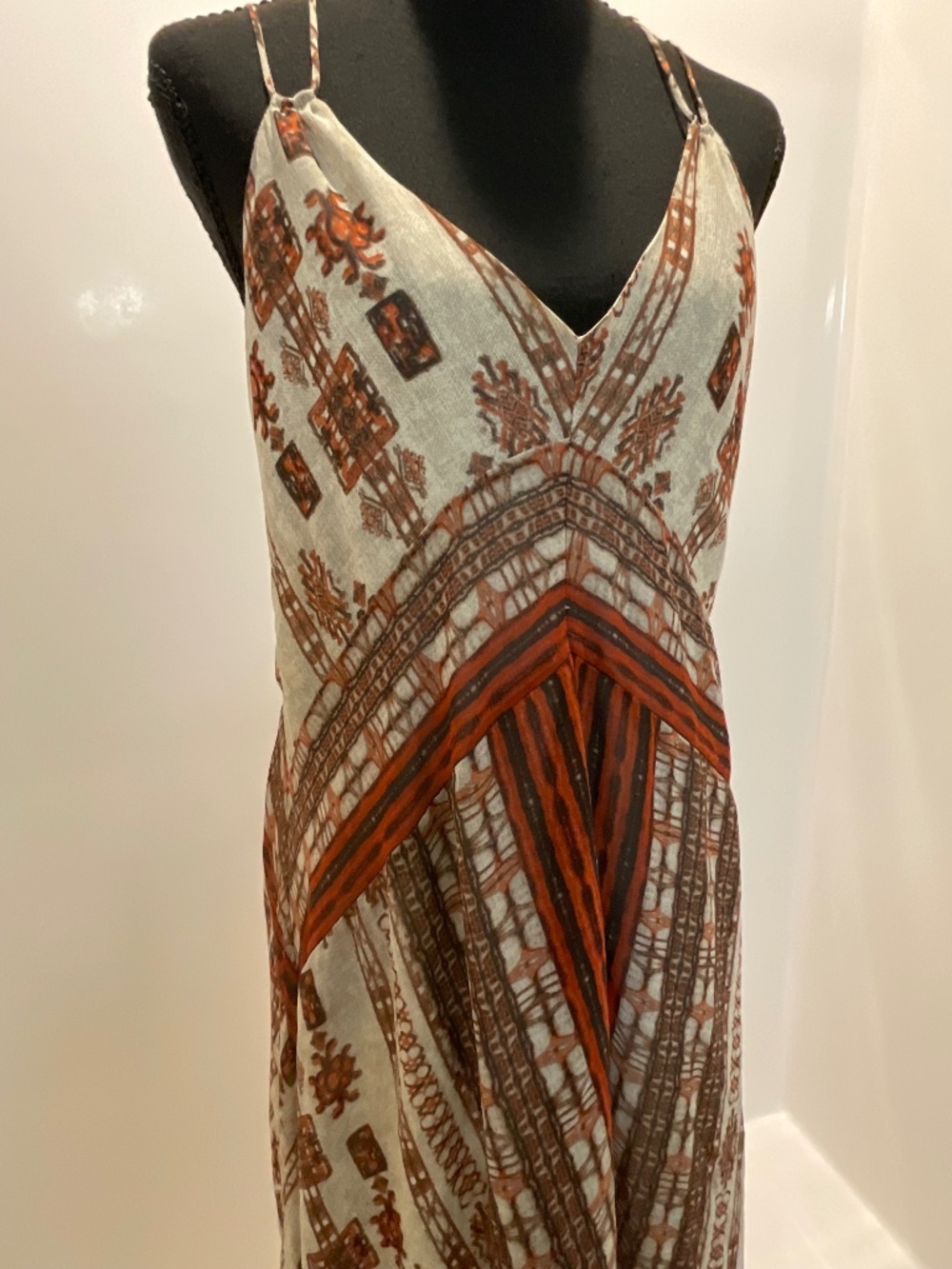 Lucky Brand Aztec inspired Asymmetrical Boho midi dress